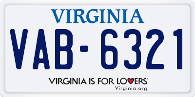 VA license plate VAB6321