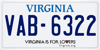 VA license plate VAB6322