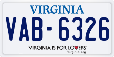 VA license plate VAB6326