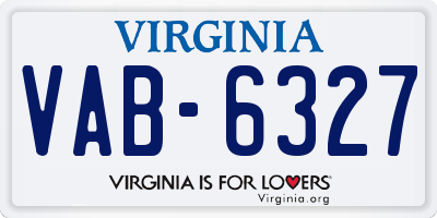 VA license plate VAB6327