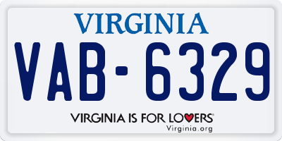 VA license plate VAB6329