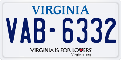 VA license plate VAB6332