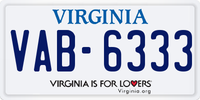 VA license plate VAB6333