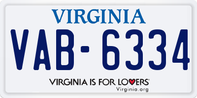 VA license plate VAB6334