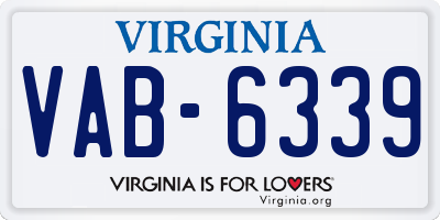 VA license plate VAB6339