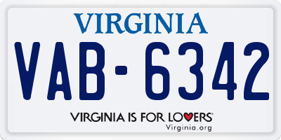 VA license plate VAB6342