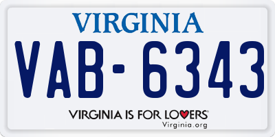 VA license plate VAB6343