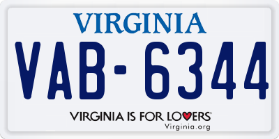 VA license plate VAB6344