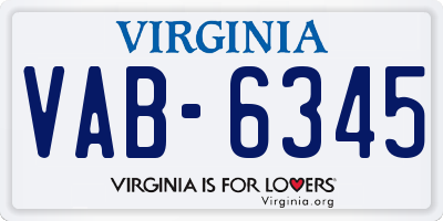 VA license plate VAB6345