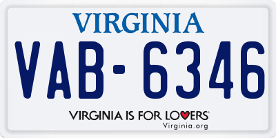 VA license plate VAB6346