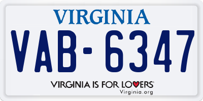 VA license plate VAB6347