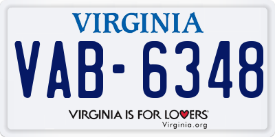 VA license plate VAB6348