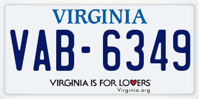 VA license plate VAB6349