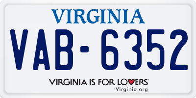 VA license plate VAB6352