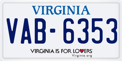 VA license plate VAB6353