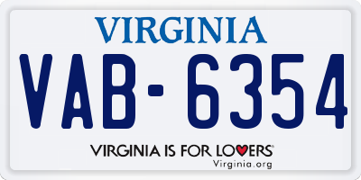 VA license plate VAB6354