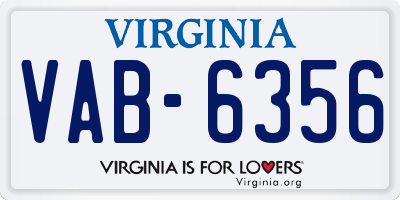 VA license plate VAB6356