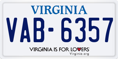 VA license plate VAB6357