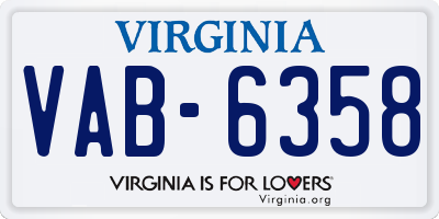 VA license plate VAB6358