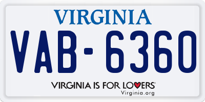 VA license plate VAB6360