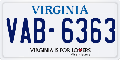 VA license plate VAB6363