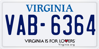 VA license plate VAB6364