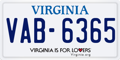 VA license plate VAB6365