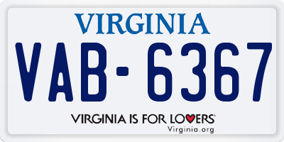 VA license plate VAB6367