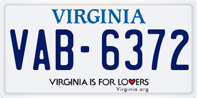 VA license plate VAB6372