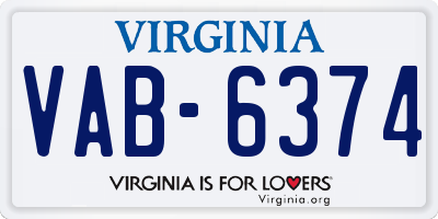 VA license plate VAB6374