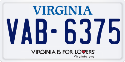 VA license plate VAB6375