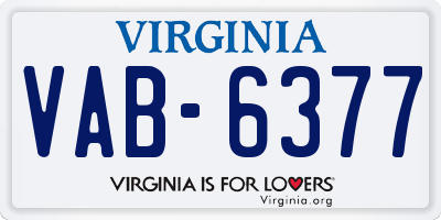 VA license plate VAB6377