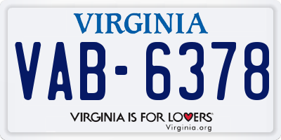 VA license plate VAB6378