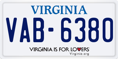 VA license plate VAB6380