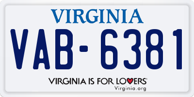 VA license plate VAB6381