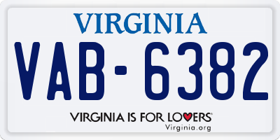 VA license plate VAB6382