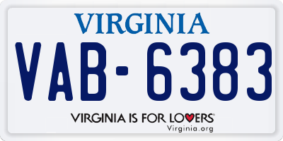 VA license plate VAB6383