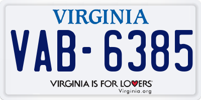 VA license plate VAB6385