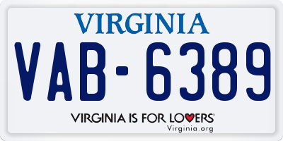 VA license plate VAB6389