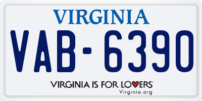 VA license plate VAB6390