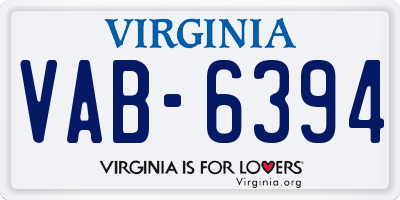 VA license plate VAB6394