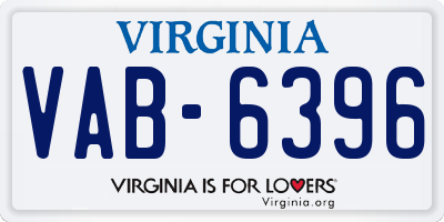 VA license plate VAB6396