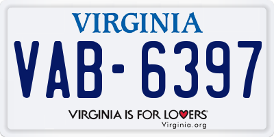 VA license plate VAB6397