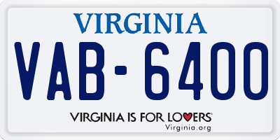 VA license plate VAB6400