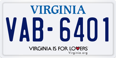 VA license plate VAB6401