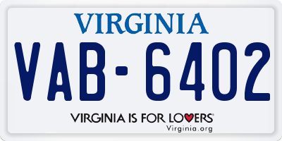 VA license plate VAB6402