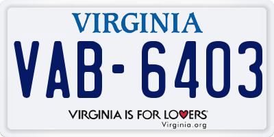 VA license plate VAB6403