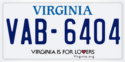 VA license plate VAB6404