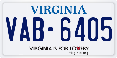 VA license plate VAB6405