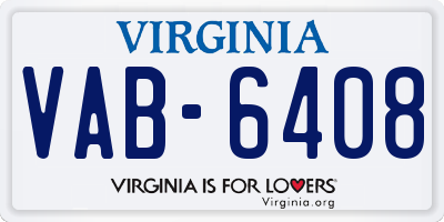 VA license plate VAB6408